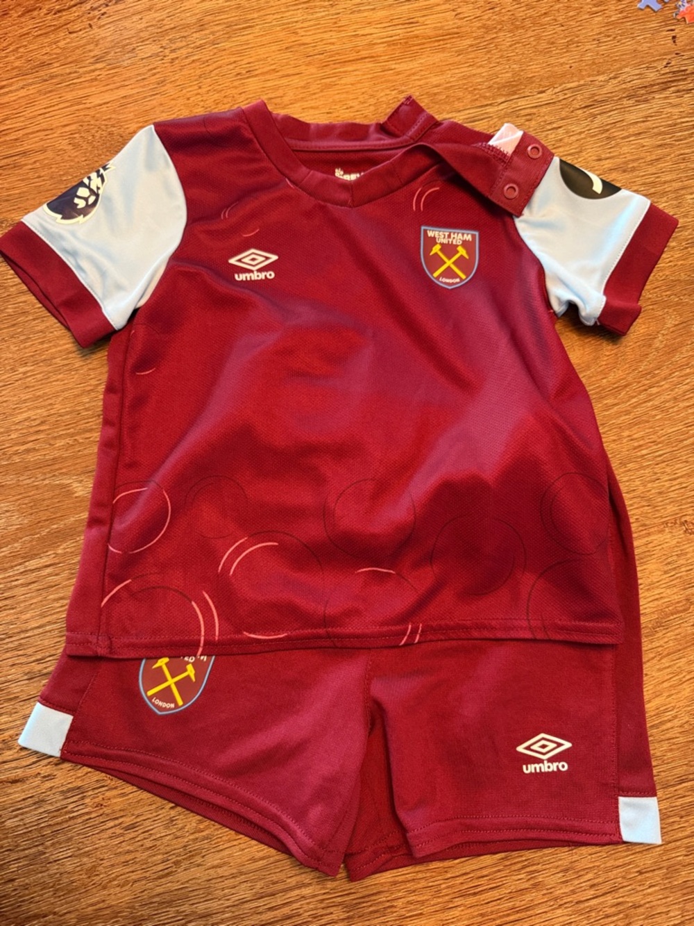 Umbro West Ham Kids Maroon and Light Blue Soccer Kit